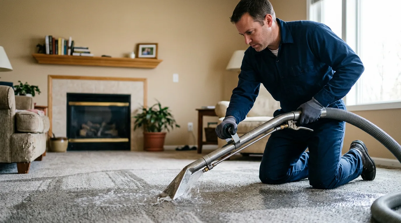 Water damage restoration technician working near Glen Cove, NY